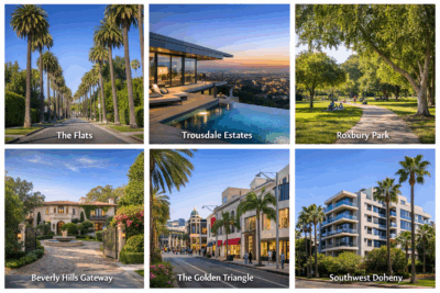 Beverly Hills Gateway neighborhood with exclusive luxury estates in Los Angeles