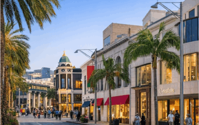 Golden Triangle Beverly Hills neighborhoods map area with Rodeo Drive and shops
