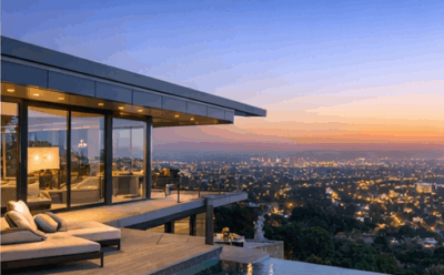 Trousdale Estates in Beverly Hills with hillside luxury homes and city views